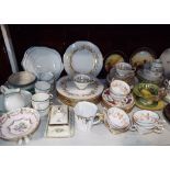 A quantity of decorative teawares including Tuscan China, Grosvenor China, etc, together with