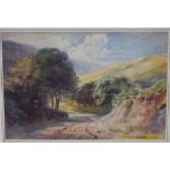 Henry B Wimbush (19th century British) - Mountainous landscape with pathway, watercolour on paper,