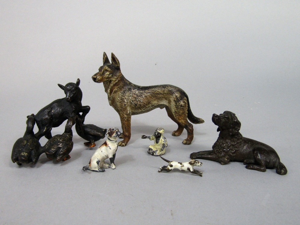 Austrian type cold painted bronze study of a standing Alsatian, 7.5cm high, together with a