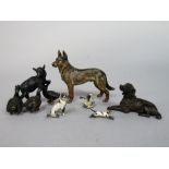 Austrian type cold painted bronze study of a standing Alsatian, 7.5cm high, together with a