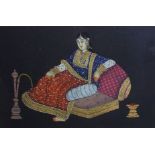 A 20th century Indian school painting of a reclining young woman, 12.5 x 19 cm, a collection of five