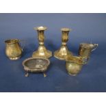 Collection of good antique silver comprising baluster tankard, baluster cream jug, cylinder lidded