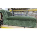 A good quality day bed/box Ottoman with upholstered finish, rolled headrest with button detail and
