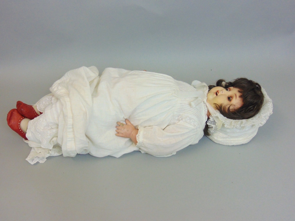 An Armand Marseille bisque head doll mould number 996/10 closing eyes, open mouth in a Victorian - Image 4 of 7