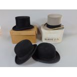 Early 20th century black silk top hat by Christy's' London, 20 x 15.5. cm, together with a grey