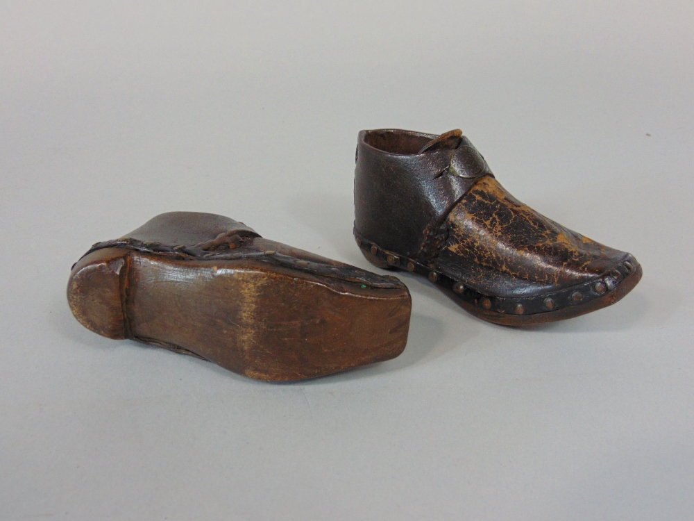 Pair of 19th century clogs with lace fastening, and with Referns rubber irons nailed to the wooden - Image 4 of 6
