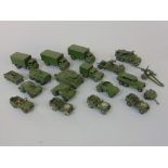 Collection of Dinky Military vehicles including two army wagons 621, cargo truck 641, 2 armored cars