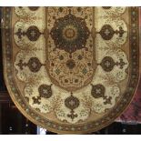 Interesting Belgian oval carpet, centrally decorated with a green Islamic medallion further