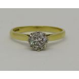18ct diamond solitaire ring of 0.40cts approx, size N/O, 2.7g