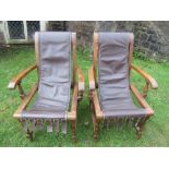 An unusual set of six veranda or conservatory chairs with swept arms, raised on bobbin forelegs an