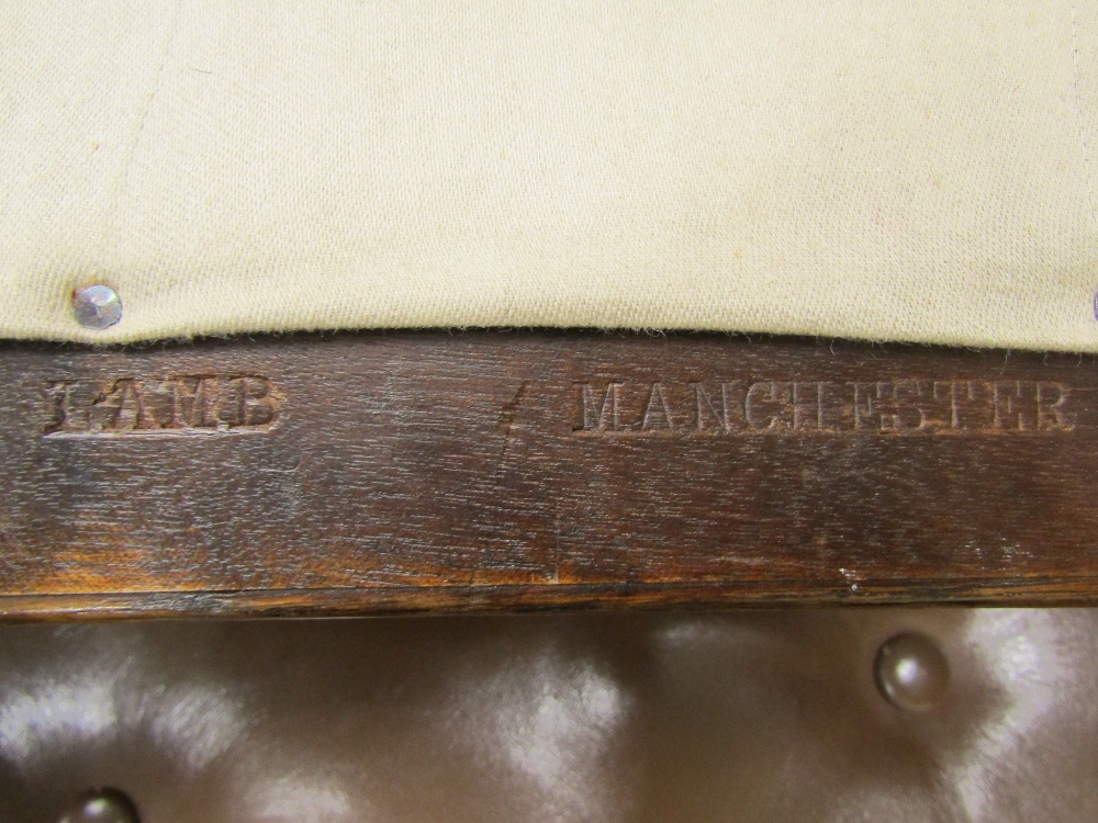 A set of four Victorian oak dining chairs by lamb of Manchester, with turned and fluted forelegs and - Image 4 of 4