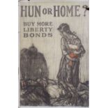 American World War One poster by Henry Raleigh - 'Hun or Home? buy more Liberty Bonds' published
