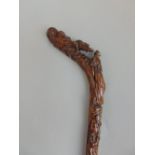 Interesting Masonic lodge carved walking cane, inscribed 'In Hoc Signo Vinces'