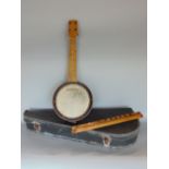 Cased Banjolele, together with a further pair of recorders