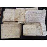 A box containing a large collection of 18th century indenture, mortgage, assignment, and other legal