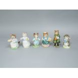 A collection of six Beswick Beatrix Potter figures of cats including Cousin Ribby, Miss Moppet,