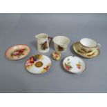 A collection of Royal Worcester wares including a coopered jug with painted decoration of a