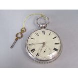 A good quality single fusee silver pocket watch by Thomas and John Ollivant of Manchester, the