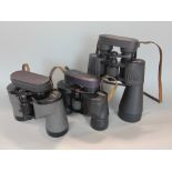 Three pairs of binoculars in include Japanese Ranger Elite 8x40 Praktica Diana 8x56 and Greenkat