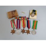 Italy, Africa, 39-45 Start 39-45 and Defence medals, 8th army clasp,, Royal Corps of signals lapel