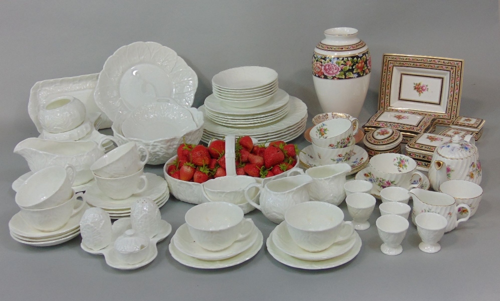 A collection of Wedgwood Countrywares with white glazed leaf moulded finish including strawberry