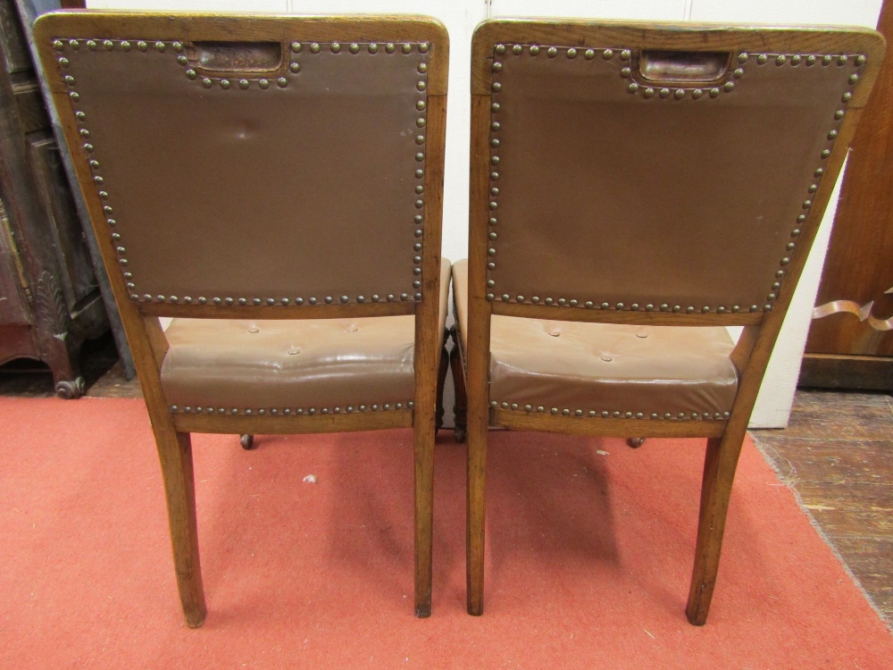 A set of four Victorian oak dining chairs by lamb of Manchester, with turned and fluted forelegs and - Image 3 of 4