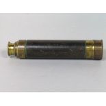 19th century brass and leather clad draw telescope