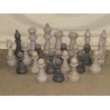 A contemporary outsized composite chess set, possibly for outside use (incomplete and with some