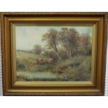 N Boyle (early 20th century British school) - Country landscapes with cattle, (pair) oil on board,