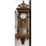 Gustav Becker twin train Vienna regulator wall clock with fancy paint enamel chapter ring, Roman