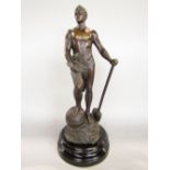 Alfred Muller-Crefeld - 'The Blacksmith' bronze character group of a standing athletic gentleman