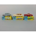 Three boxed Corgi toys including Renault 'Floride' 222, Morris Cowley Saloon 202 and Plymouth Sports