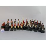 A 'Waterloo' chess set, with painted detail on square cut bases, complete; together with a