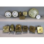 A collection of thirteen various small Vienna regulator and other clock movements, some