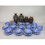 A collection of oriental ceramics comprising blue and white eggshell porcelain teawares of wrythen
