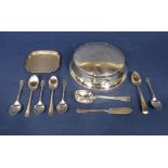 Mixed collection of silver comprising five rat tail tea spoons, rat tail sugar scoop, two further