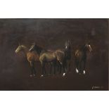 Jacqueline Stanhope (British B.1963) - Study of four horses, oil on canvas, signed and dated 93,