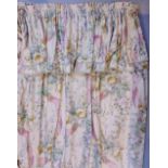 Pair of lined and blanket lined curtains in floral chintz, length 217cm, width 232cm (per curtain)