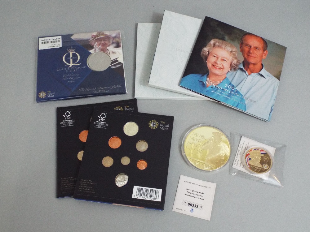 Two Royal Mint All Change collection , Diamond Jubilee commemorative 2012, two 2007 Diamond