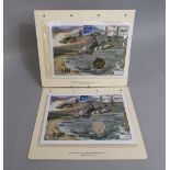 Two D Day 60th anniversary 2004 commemorative £5 coins 9743 and 4/25,000