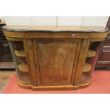 A Victorian walnut and figured walnut D end credenza, with geometric marquetry inlaid decoration and