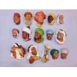 Fifteen Bossons plaster wall bust plaques of Arabic gentlemen