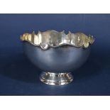 1930s silver rose bowl with wavy rim and stepped circular base, maker BBS Ltd, Birmingham 1937, 12oz