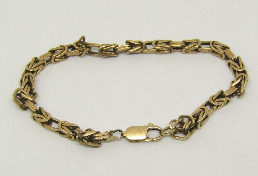 9ct byzantine type link bracelet, 13.9g (af)