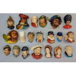 A collection of 20 Bossons plaster bust plaques of pirates, Henry VIII and wives, etc