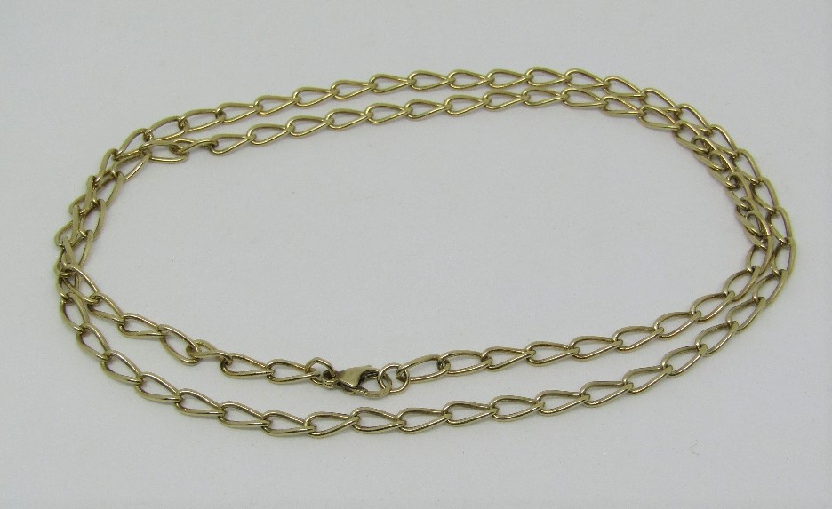 Long 9ct curb link necklace, 14.8g