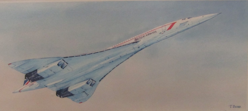 Collection of Concorde memorabilia to include a limited 11/650 signed print by Terry Bevan