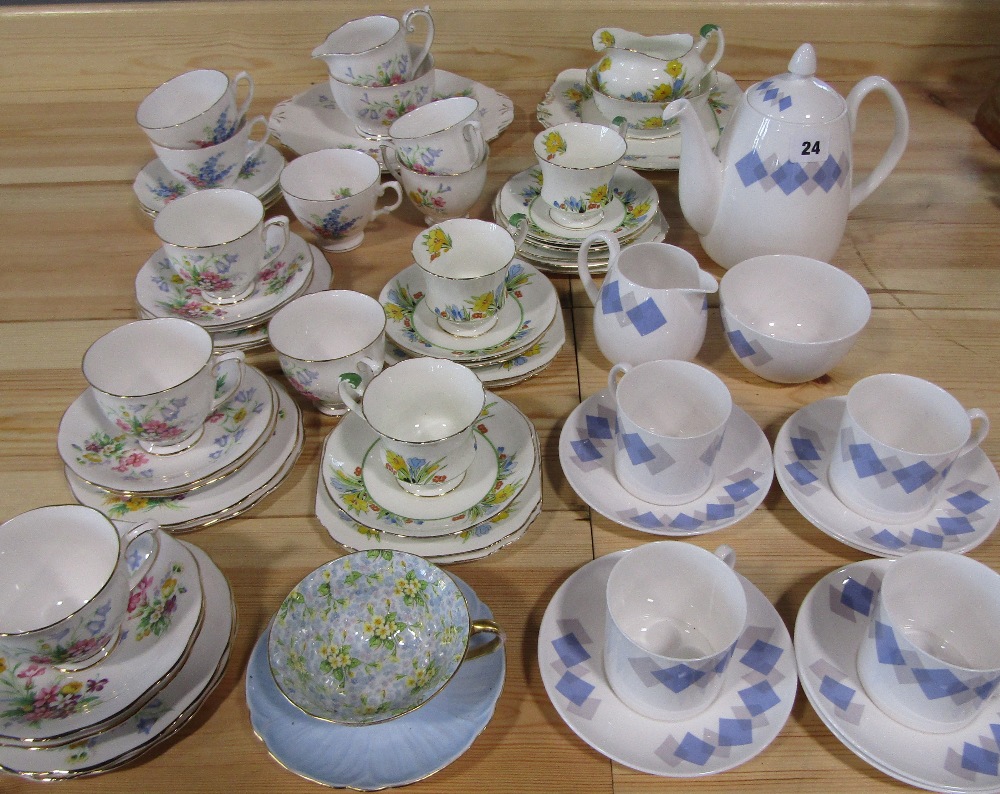 A collection of Shelley Blue Harlequin pattern coffee wares comprising coffee pot, milk jug, sugar - Image 2 of 2