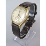 Gent's Grana 18ct wristwatch, with champagne dial, Arabic numerals and subsidiary second dial on