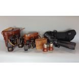 Three vintage pairs of binoculars to include Carl Zeiss 6 x 24, Ross of London 7 x 42, vintage